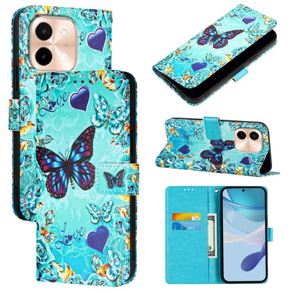 Colored Drawing Pattern Plain Weave Leather Phone Case, For vivo Y28 4G