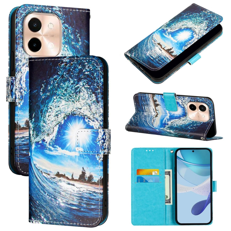 Colored Drawing Pattern Plain Weave Leather Phone Case, For vivo Y28 4G