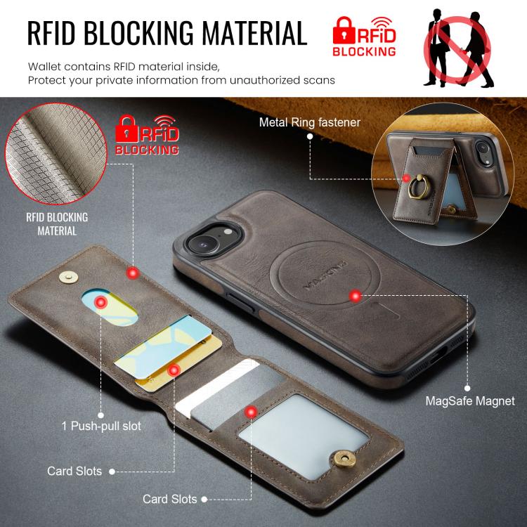 DG.MING K1 MagSafe Detachable Wallet RFID Back Cover Phone Case, For iPhone 16e, For iPhone 16 Pro Max, For iPhone 16 Pro, For iPhone 16 Plus Apple Accessories engdg-4737 iPhone 16e - DG.MING - Mobile Lens - Mobile Camera Lens - Cellphone Accessories - Phone Lens - Smartphone Lens