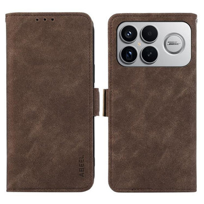 ABEEL Frosted Magnetic RFID Leather Phone Case, For Redmi Note 15 5G Global 164mm, For Redmi K90 Pro Max/Poco F8 Ultra, For Redmi Note 15 Pro 4G Global 163.2mm, For Redmi K90/Poco F8 Pro