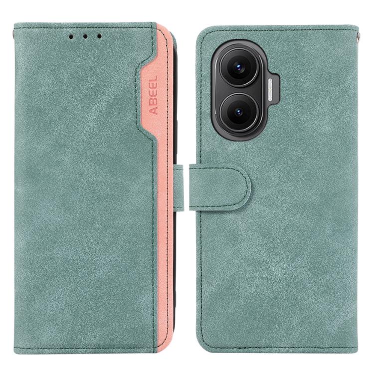 ABEEL Color Block Magnetic RFID Leather Phone Case, For Redmi Turbo 4 Pro, For Redmi Turbo 4, For Redmi 14C 4G