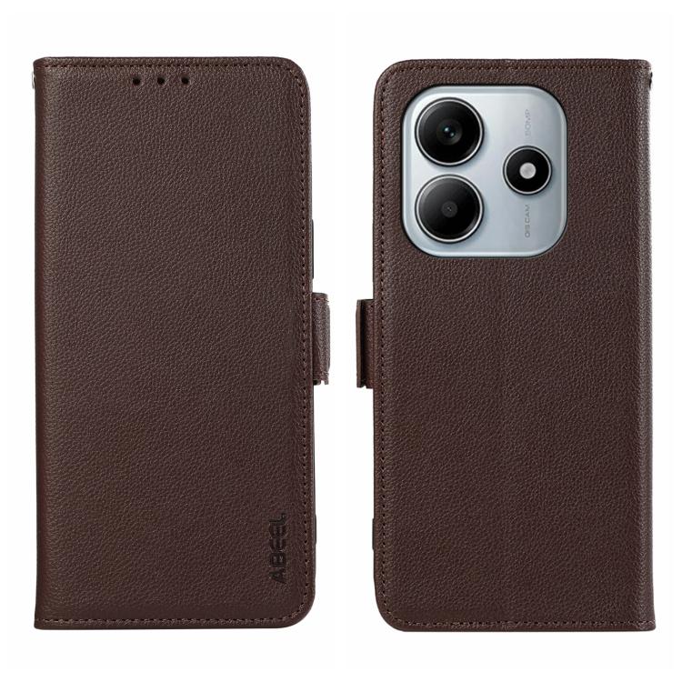 ABEEL Side-Magnetic Litchi Pattern Leather RFID Phone Case, For Redmi Note 14 4G 164.84mm, For Redmi Turbo 4 Pro, For Redmi Turbo 4, For Redmi 14C 4G