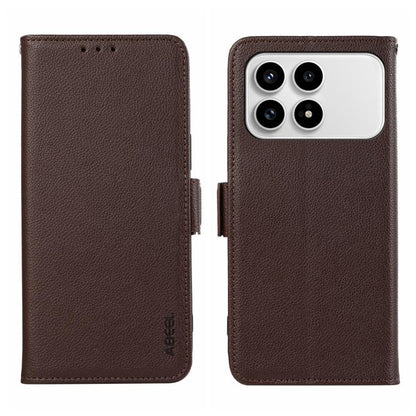 ABEEL Side-Magnetic Litchi Pattern Leather RFID Phone Case, For Redmi Note 15 Pro 4G Global 163.2, For Redmi K90/Poco F8 Pro, For Redmi Note 15 Pro 5G Global 163.6, For Redmi 15C 5G / 4G EU 173mm, For Redmi 15 5G Global / 15 4G SEA                     ...
