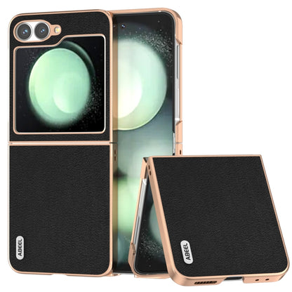 ABEEL Electroplating Frame Genuine Leather Wave Phone Case, For Samsung Galaxy Z Flip6 Samsung Accessories - APEXEL INDIA - Mobile Lens - Mobile Camera Lens - Cellphone Accessories - Phone Lens - Smartphone Lens