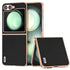 ABEEL Electroplating Frame Genuine Leather Wave Phone Case, For Samsung Galaxy Z Flip6 Samsung Accessories - APEXEL INDIA - Mobile Lens - Mobile Camera Lens - Cellphone Accessories - Phone Lens - Smartphone Lens