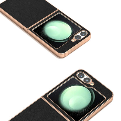 ABEEL Electroplating Frame Genuine Leather Wave Phone Case, For Samsung Galaxy Z Flip6 Samsung Accessories - APEXEL INDIA - Mobile Lens - Mobile Camera Lens - Cellphone Accessories - Phone Lens - Smartphone Lens