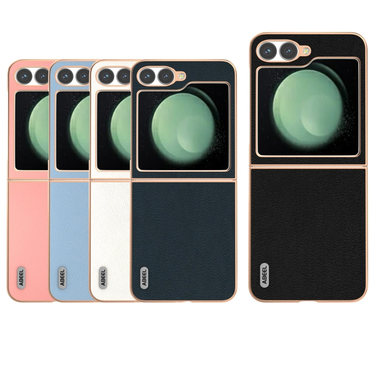 ABEEL Electroplating Frame Genuine Leather Wave Phone Case, For Samsung Galaxy Z Flip6 Samsung Accessories - APEXEL INDIA - Mobile Lens - Mobile Camera Lens - Cellphone Accessories - Phone Lens - Smartphone Lens