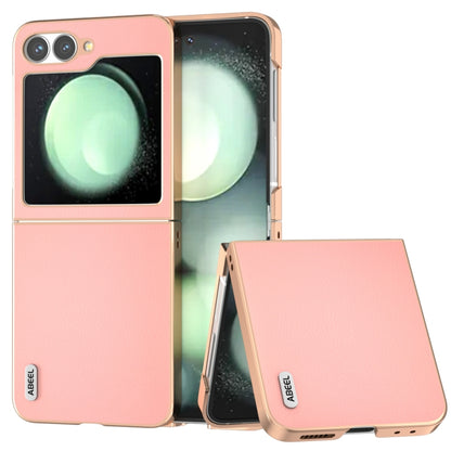 ABEEL Electroplating Frame Genuine Leather Wave Phone Case, For Samsung Galaxy Z Flip6 Samsung Accessories - APEXEL INDIA - Mobile Lens - Mobile Camera Lens - Cellphone Accessories - Phone Lens - Smartphone Lens