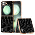 ABEEL Electroplated Frame Genuine Leather Crocodile Pattern Phone Case, For Samsung Galaxy Z Flip6 Samsung Accessories - APEXEL INDIA - Mobile Lens - Mobile Camera Lens - Cellphone Accessories - Phone Lens - Smartphone Lens