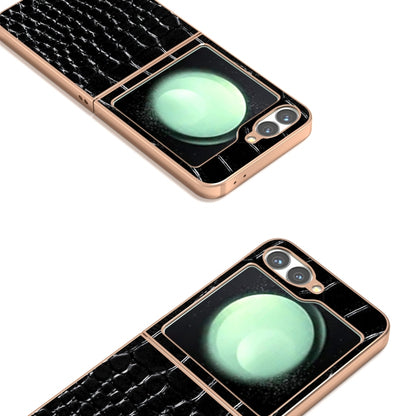 ABEEL Electroplated Frame Genuine Leather Crocodile Pattern Phone Case, For Samsung Galaxy Z Flip6 Samsung Accessories - APEXEL INDIA - Mobile Lens - Mobile Camera Lens - Cellphone Accessories - Phone Lens - Smartphone Lens