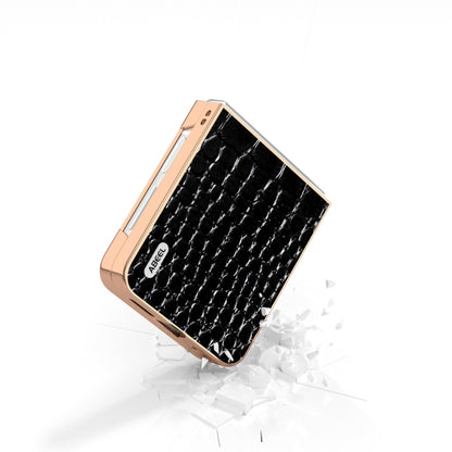 ABEEL Electroplated Frame Genuine Leather Crocodile Pattern Phone Case, For Samsung Galaxy Z Flip6 Samsung Accessories - APEXEL INDIA - Mobile Lens - Mobile Camera Lens - Cellphone Accessories - Phone Lens - Smartphone Lens