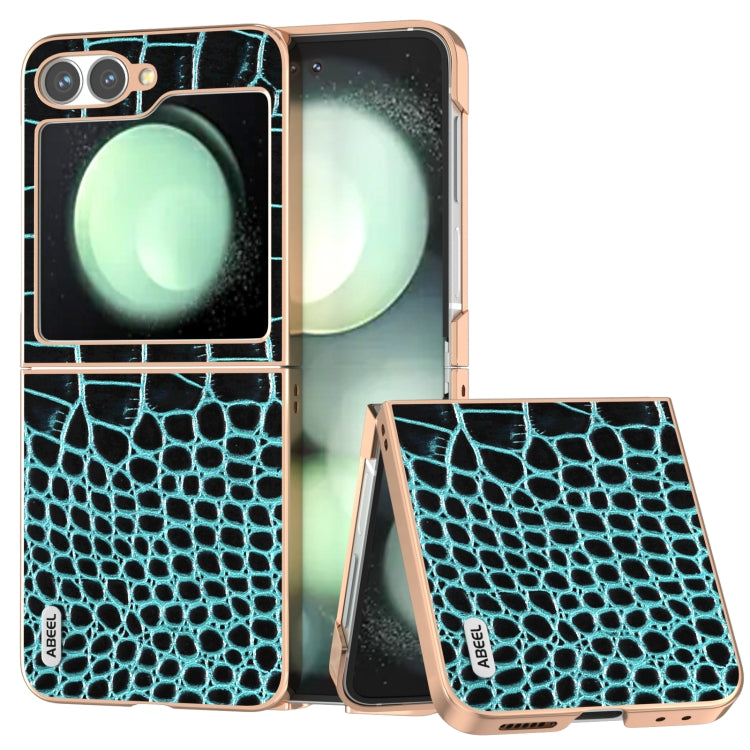 ABEEL Electroplated Frame Genuine Leather Crocodile Pattern Phone Case, For Samsung Galaxy Z Flip6 Samsung Accessories - APEXEL INDIA - Mobile Lens - Mobile Camera Lens - Cellphone Accessories - Phone Lens - Smartphone Lens