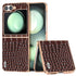 ABEEL Electroplated Frame Genuine Leather Crocodile Pattern Phone Case, For Samsung Galaxy Z Flip6 / Flip7 FE Samsung Accessories - APEXEL INDIA - Mobile Lens - Mobile Camera Lens - Cellphone Accessories - Phone Lens - Smartphone Lens