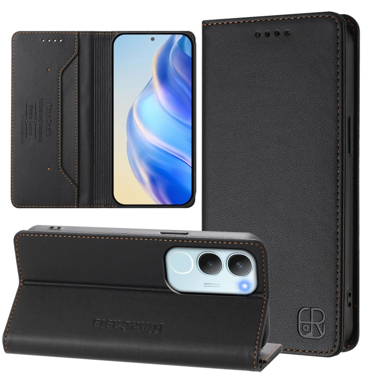 RC01 Dual-Folded Magnetic Suction RFID Leather Phone Case, For vivo Y19s 4G Global, For vivo X200, For vivo X200 Pro mini