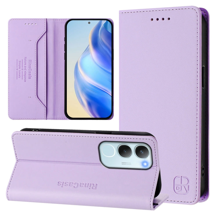 RC01 Dual-Folded Magnetic Suction RFID Leather Phone Case, For vivo Y19s 4G Global, For vivo X200, For vivo X200 Pro mini