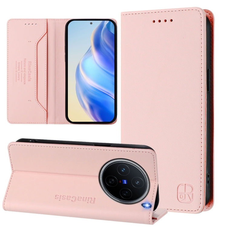 RC01 Dual-Folded Magnetic Suction RFID Leather Phone Case, For vivo Y19s 4G Global, For vivo X200, For vivo X200 Pro mini