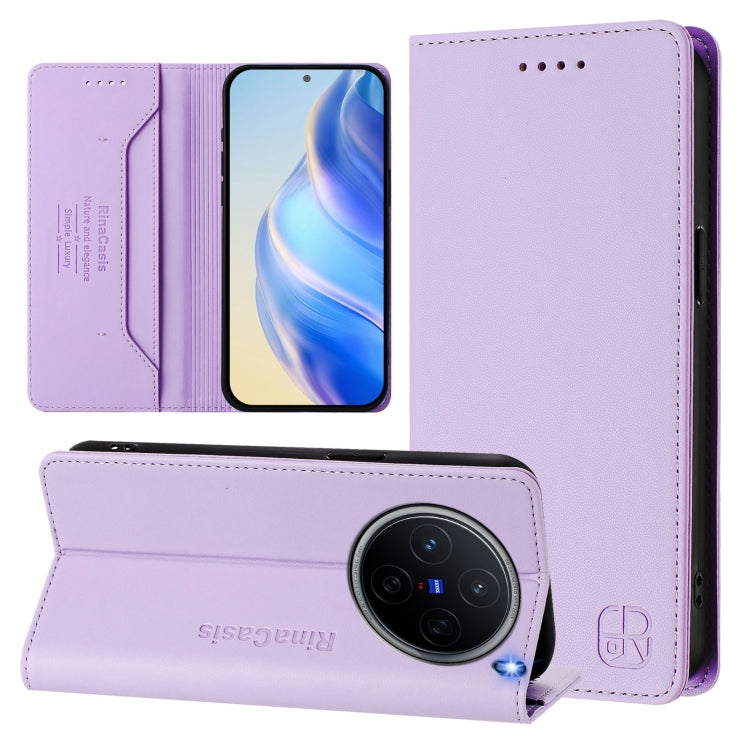 RC01 Dual-Folded Magnetic Suction RFID Leather Phone Case, For vivo Y19s 4G Global, For vivo X200, For vivo X200 Pro mini