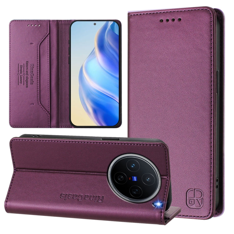 RC01 Dual-Folded Magnetic Suction RFID Leather Phone Case, For vivo Y19s 4G Global, For vivo X200, For vivo X200 Pro mini