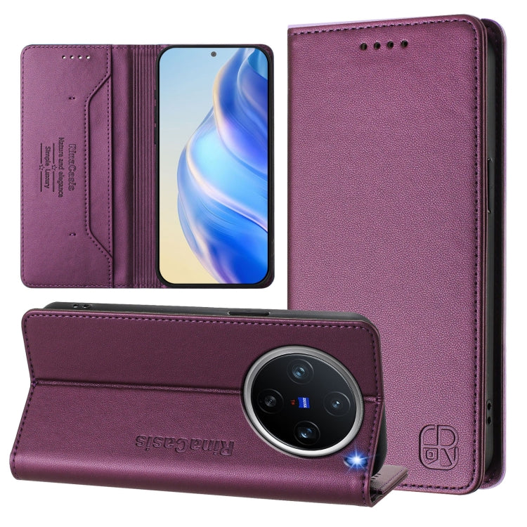 RC01 Dual-Folded Magnetic Suction RFID Leather Phone Case, For vivo Y19s 4G Global, For vivo X200, For vivo X200 Pro mini