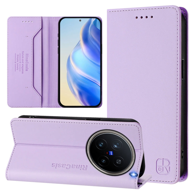 RC01 Dual-Folded Magnetic Suction RFID Leather Phone Case, For vivo X200 Pro, For vivo V40 Lite 5G IDN, For vivo V40e 5G India / iQOO Z9s 5G