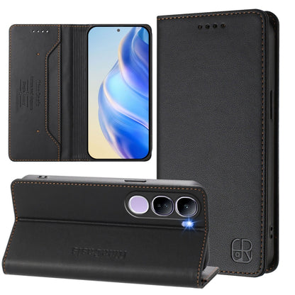RC01 Dual-Folded Magnetic Suction RFID Leather Phone Case, For vivo X200 Pro, For vivo V40 Lite 5G IDN, For vivo V40e 5G India / iQOO Z9s 5G