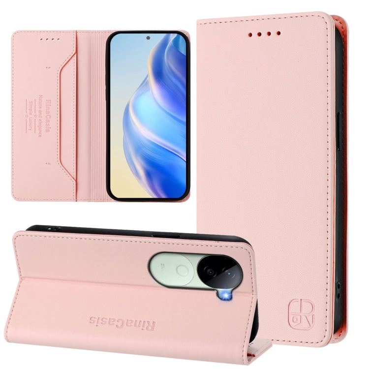 RC01 Dual-Folded Magnetic Suction RFID Leather Phone Case, For vivo X200 Pro, For vivo V40 Lite 5G IDN, For vivo V40e 5G India / iQOO Z9s 5G