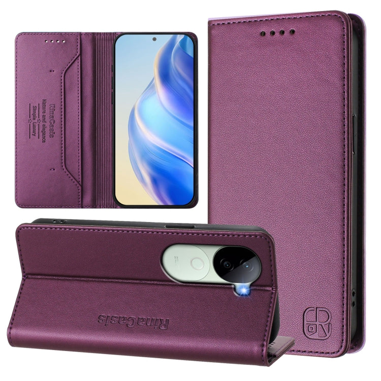 RC01 Dual-Folded Magnetic Suction RFID Leather Phone Case, For vivo X200 Pro, For vivo V40 Lite 5G IDN, For vivo V40e 5G India / iQOO Z9s 5G