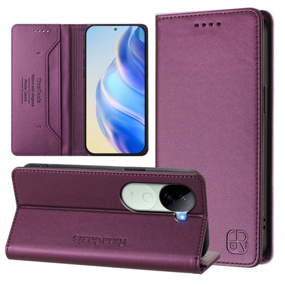 RC01 Dual-Folded Magnetic Suction RFID Leather Phone Case, For vivo X200 Pro, For vivo V40 Lite 5G IDN, For vivo V40e 5G India / iQOO Z9s 5G