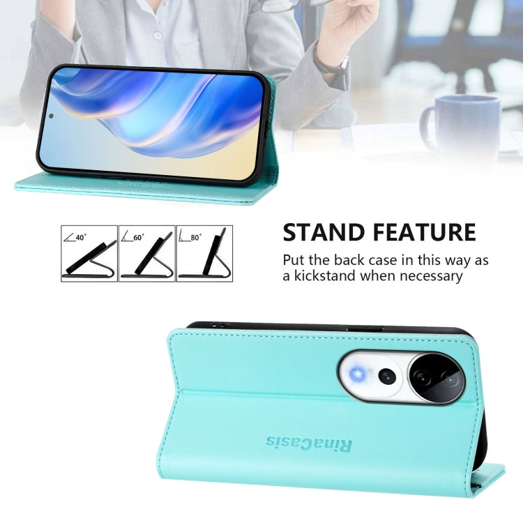 RC01 Dual-Folded Magnetic Suction RFID Leather Phone Case, For vivo V40 5G / V40 Pro 5G Global, For vivo Y300 Pro, For vivo iQOO Z9s Pro / T3 Pro India