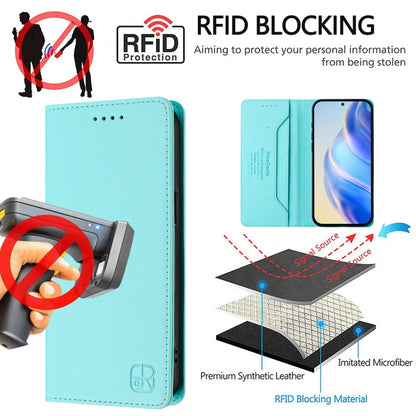 RC01 Dual-Folded Magnetic Suction RFID Leather Phone Case, For vivo V40 5G / V40 Pro 5G Global, For vivo Y300 Pro, For vivo iQOO Z9s Pro / T3 Pro India