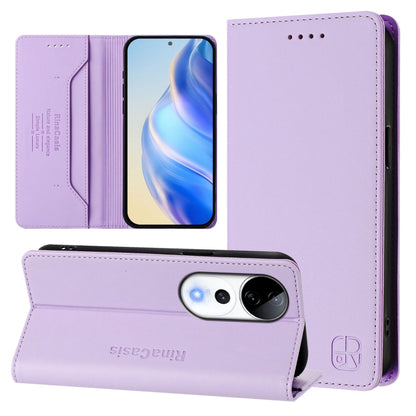RC01 Dual-Folded Magnetic Suction RFID Leather Phone Case, For vivo V40 5G / V40 Pro 5G Global, For vivo Y300 Pro, For vivo iQOO Z9s Pro / T3 Pro India