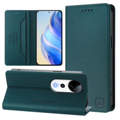 RC01 Dual-Folded Magnetic Suction RFID Leather Phone Case, For vivo V40 5G / V40 Pro 5G Global, For vivo Y300 Pro, For vivo iQOO Z9s Pro / T3 Pro India