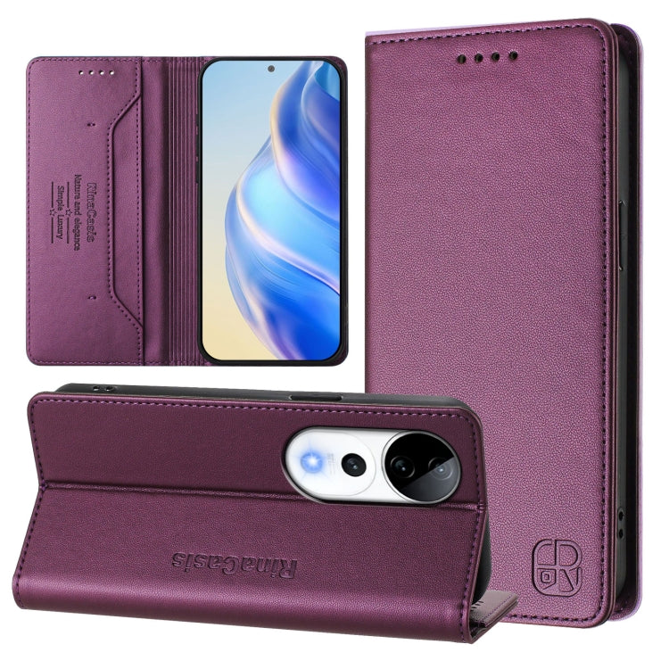 RC01 Dual-Folded Magnetic Suction RFID Leather Phone Case, For vivo V40 5G / V40 Pro 5G Global, For vivo Y300 Pro, For vivo iQOO Z9s Pro / T3 Pro India