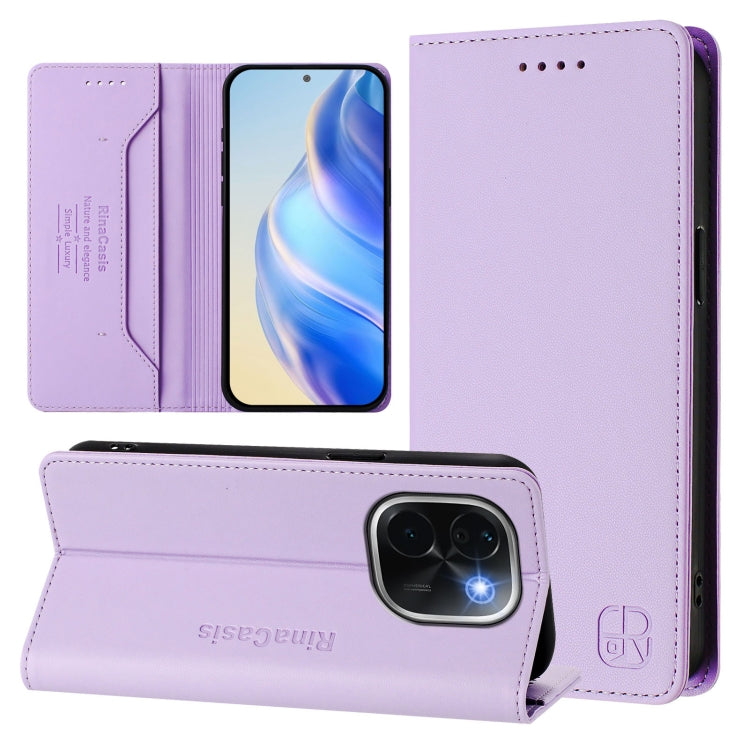 RC01 Dual-Folded Magnetic Suction RFID Leather Phone Case, For vivo V40 5G / V40 Pro 5G Global, For vivo Y300 Pro, For vivo iQOO Z9s Pro / T3 Pro India