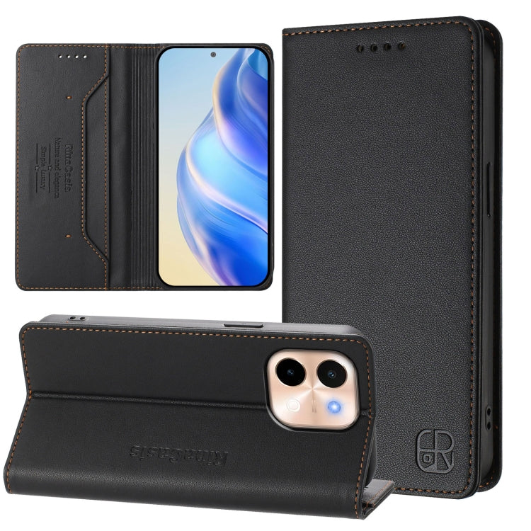 RC01 Dual-Folded Magnetic Suction RFID Leather Phone Case, For vivo V40 Lite 5G / V30e 5G Global, For vivo S19, For vivo Y28 4G