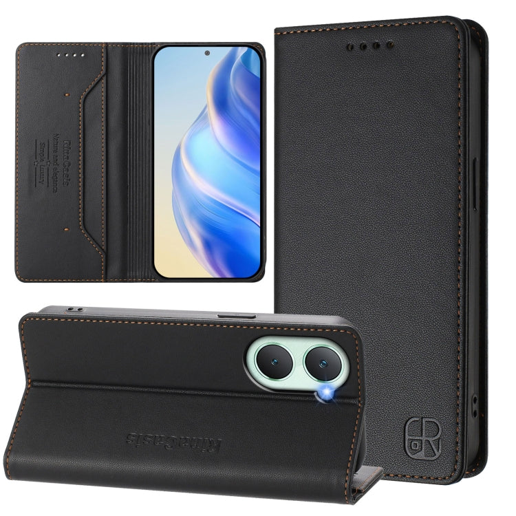 RC01 Dual-Folded Magnetic Suction RFID Leather Phone Case, For vivo X100s 5G, For vivo Y03 4G Global / Y18 4G, For vivo Y38 5G / Y200i / T3x Global