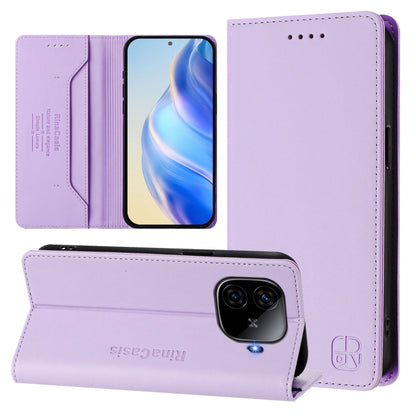 RC01 Dual-Folded Magnetic Suction RFID Leather Phone Case, For vivo iQOO Z9x, For vivo iQOO Z9 5G / Z9 Turbo 5G, For vivo Y100 5G IDN / Y200e 5G