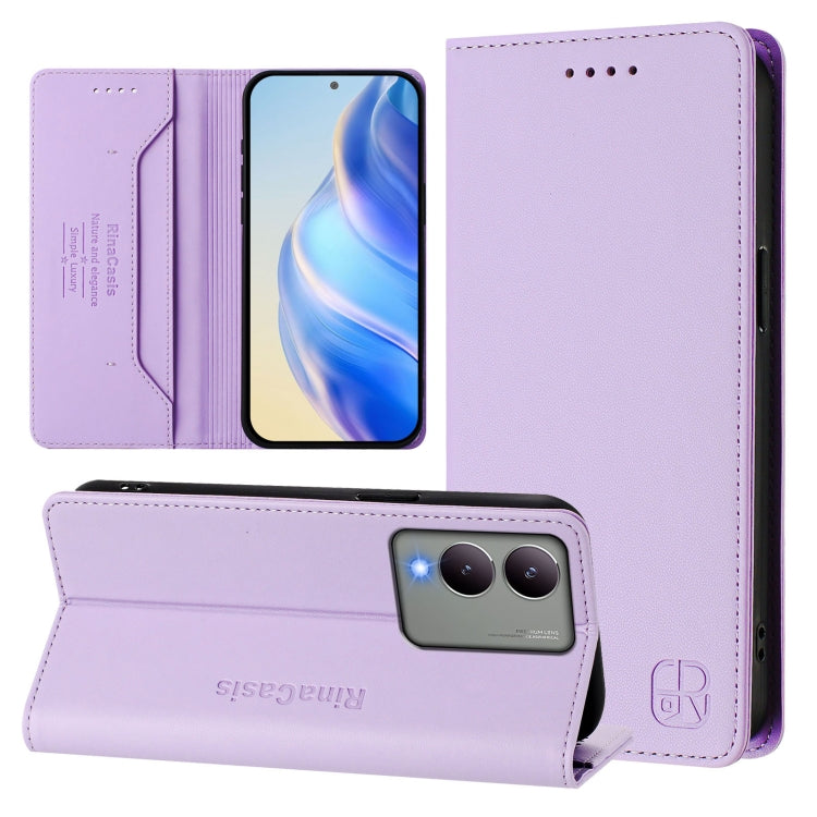 RC01 Dual-Folded Magnetic Suction RFID Leather Phone Case, For vivo Y17s 4G Global / 5G India, For vivo Y02A 4G / Y02 4G / Y11 2023, For vivo Y36 4G / 5G Global