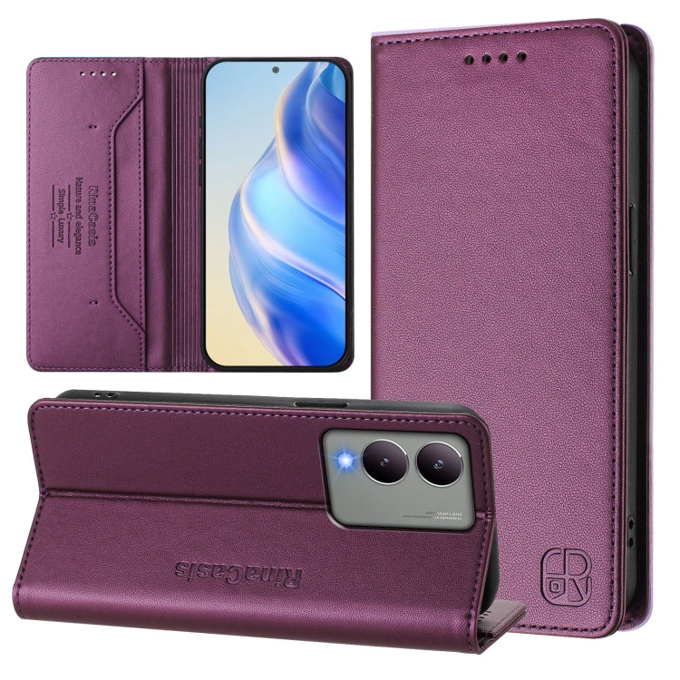 RC01 Dual-Folded Magnetic Suction RFID Leather Phone Case, For vivo Y17s 4G Global / 5G India, For vivo Y02A 4G / Y02 4G / Y11 2023, For vivo Y36 4G / 5G Global
