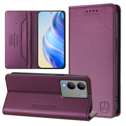 RC01 Dual-Folded Magnetic Suction RFID Leather Phone Case, For vivo Y17s 4G Global / 5G India, For vivo Y02A 4G / Y02 4G / Y11 2023, For vivo Y36 4G / 5G Global