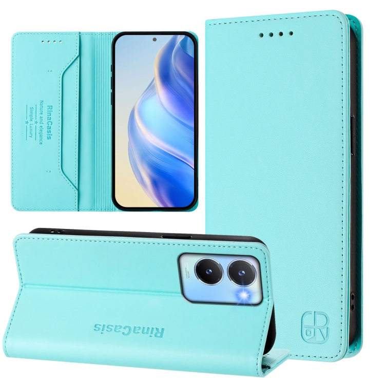RC01 Dual-Folded Magnetic Suction RFID Leather Phone Case, For vivo Y78+ 5G / Y78 5G Global, For vivo Y56 5G / Y16 / Y02s 4G Global, For vivo Y100 5G Global