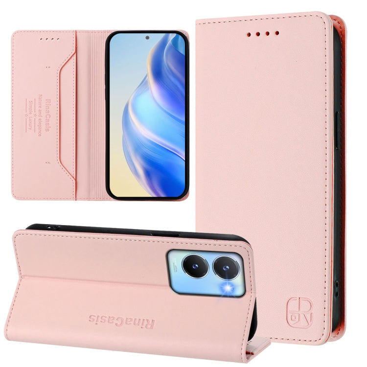 RC01 Dual-Folded Magnetic Suction RFID Leather Phone Case, For vivo Y78+ 5G / Y78 5G Global, For vivo Y56 5G / Y16 / Y02s 4G Global, For vivo Y100 5G Global