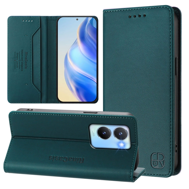 RC01 Dual-Folded Magnetic Suction RFID Leather Phone Case, For vivo Y78+ 5G / Y78 5G Global, For vivo Y56 5G / Y16 / Y02s 4G Global, For vivo Y100 5G Global