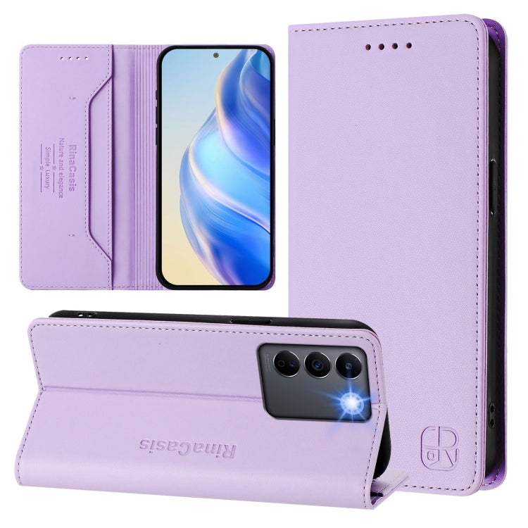 RC01 Dual-Folded Magnetic Suction RFID Leather Phone Case, For vivo V27 5G / V27 Pro Global, For vivo V27e 4G / T2 4G Global, For vivo Y72 5G / iQOO Z3 / Y52 5G
