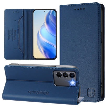 RC01 Dual-Folded Magnetic Suction RFID Leather Phone Case, For vivo V27 5G / V27 Pro Global, For vivo V27e 4G / T2 4G Global, For vivo Y72 5G / iQOO Z3 / Y52 5G