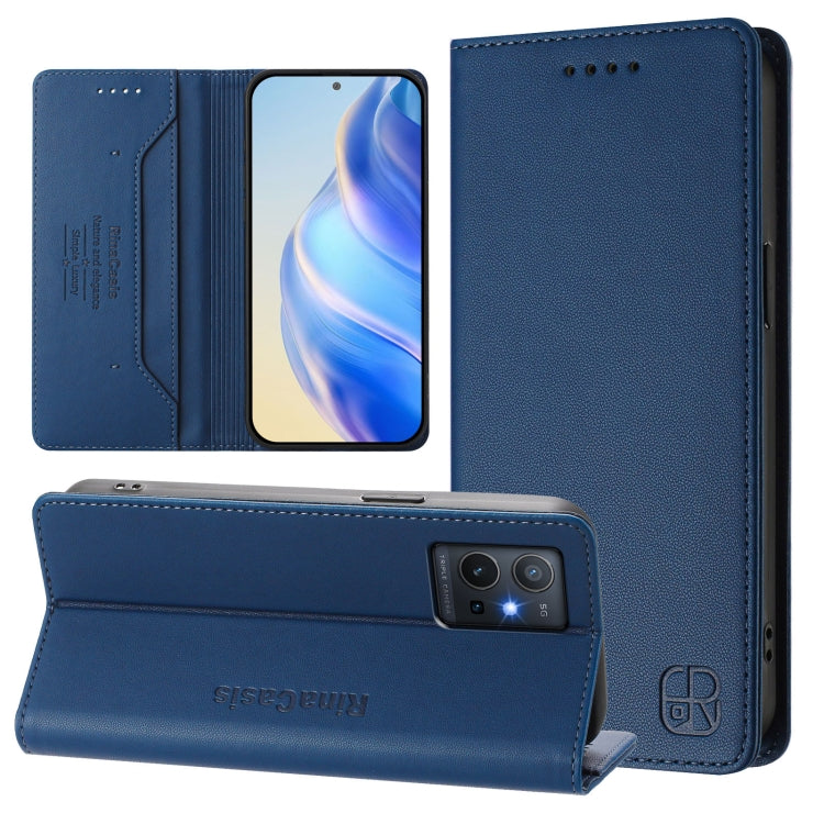 RC01 Dual-Folded Magnetic Suction RFID Leather Phone Case, For vivo Y35 4G / Y22 4G / Y77 5G, For vivo Y55s 2023 5G / iQOO U5e 5G, For vivo Y33s 4G Global / Y21T / Y21s