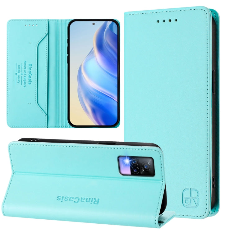 RC01 Dual-Folded Magnetic Suction RFID Leather Phone Case, For vivo Y76 5G, For vivo V20 / V21e 4G / Y73 2021, For vivo Y31 4G 2021 India / Y53s