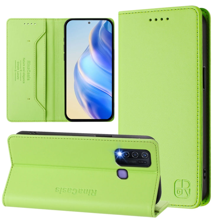 RC01 Dual-Folded Magnetic Suction RFID Leather Phone Case, For vivo Y52s 5G / Y72 5G India, For vivo Y30 4G Global, For vivo Y27 4G 2023 Global
