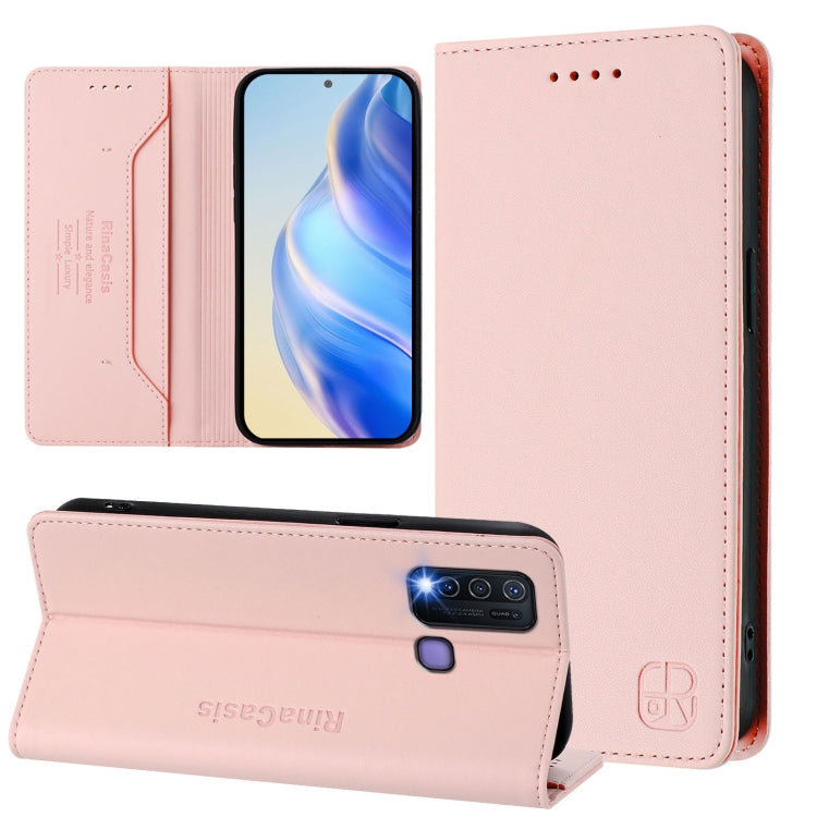RC01 Dual-Folded Magnetic Suction RFID Leather Phone Case, For vivo Y52s 5G / Y72 5G India, For vivo Y30 4G Global, For vivo Y27 4G 2023 Global
