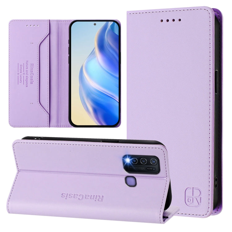 RC01 Dual-Folded Magnetic Suction RFID Leather Phone Case, For vivo Y52s 5G / Y72 5G India, For vivo Y30 4G Global, For vivo Y27 4G 2023 Global